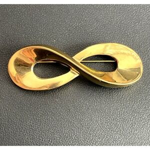 Vintage GIVENCHY Infinity Brooch Signed Designer Gold Tone Pin Heavy Jewelry